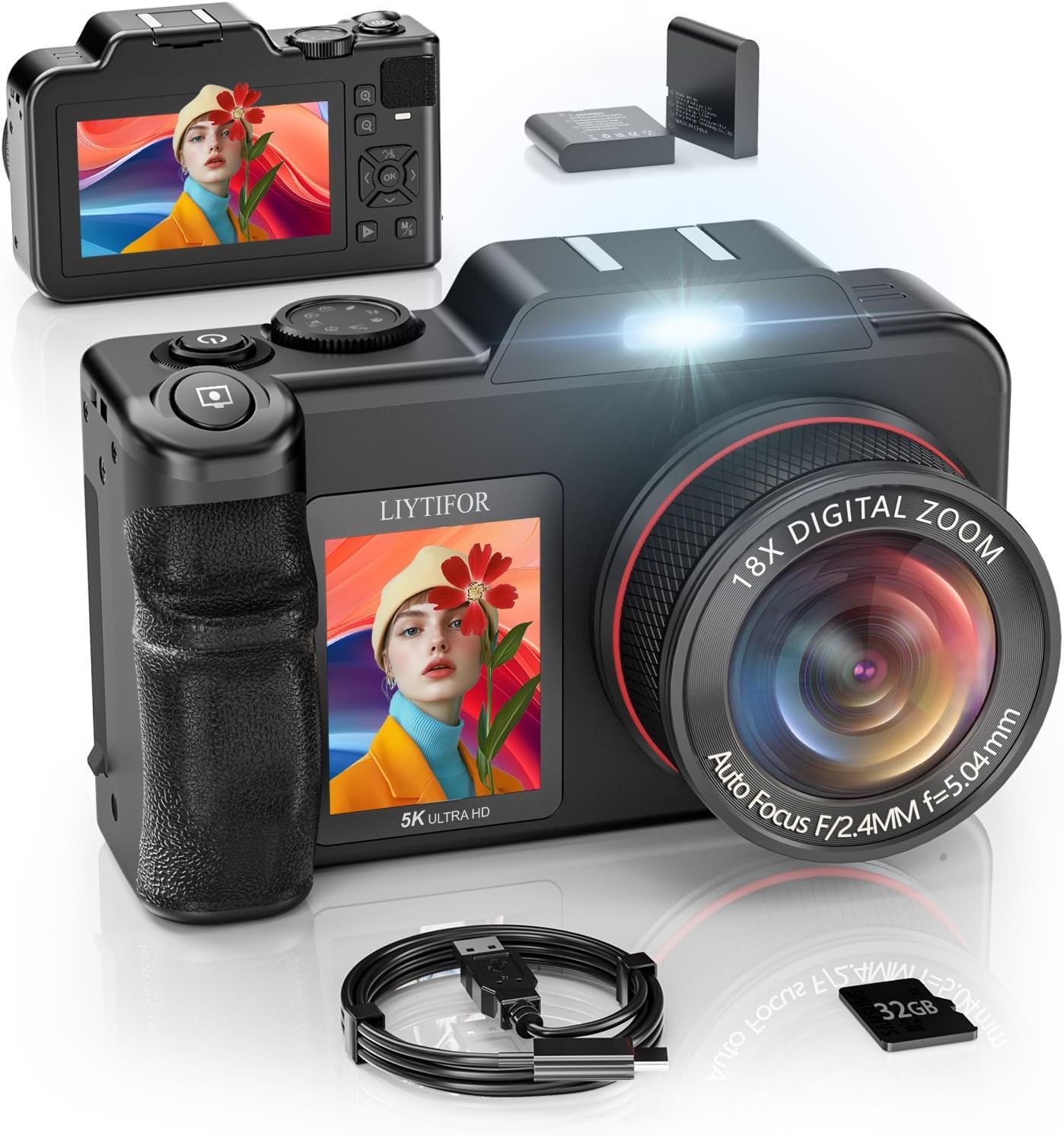 5K Digital Camera with Dual Screen & Autofocus
