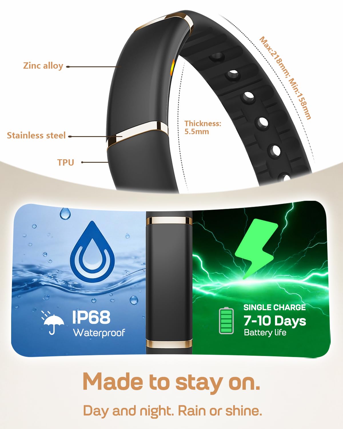 Screenless Fitness Tracker with Health Monitoring