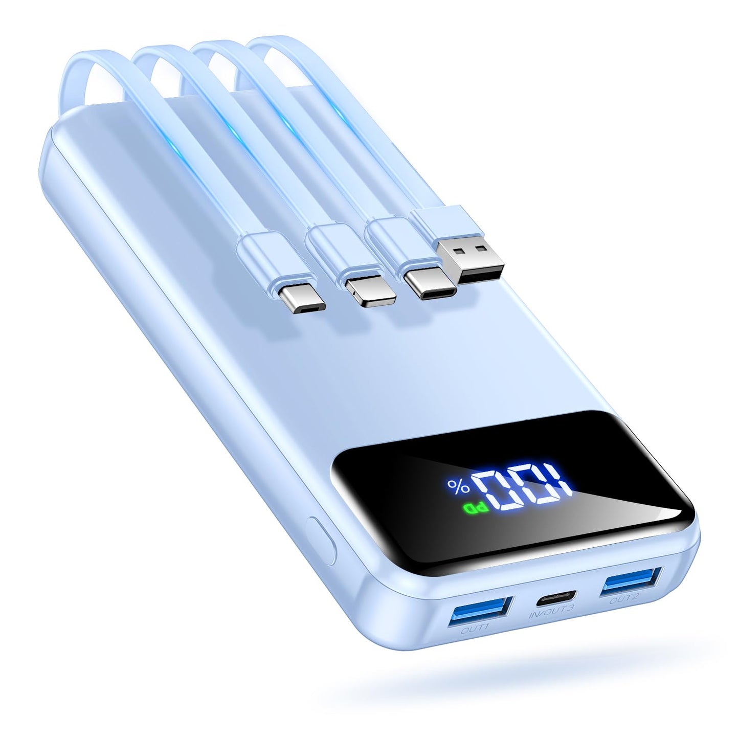 50000mAh Portable Power Bank with Built-In Cables