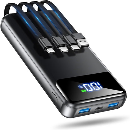 50000mAh Portable Power Bank with Built-In Cables