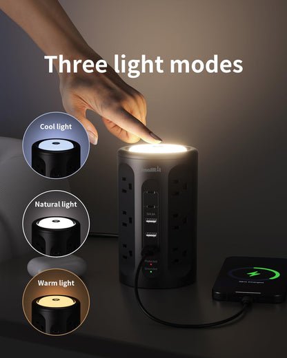 Power Strip with USB Charging & Night Light