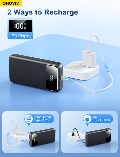 50000mAh Portable Power Bank with Built-In Cables