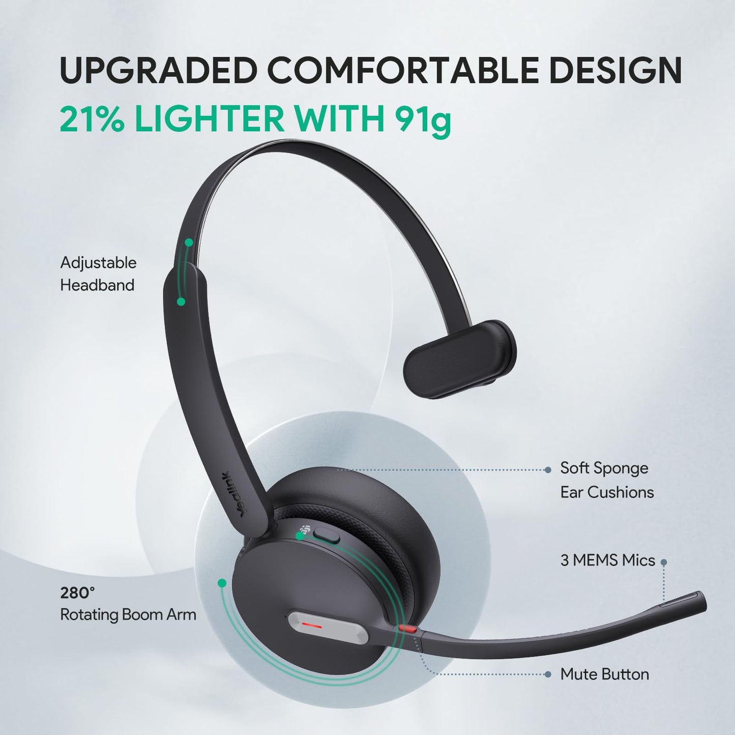 Wireless Bluetooth Headset with Noise-Canceling Microphone