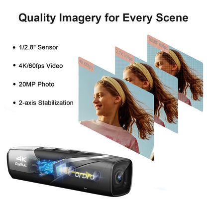 4K Wearable Vlog Camera with Gimbal Stabilization