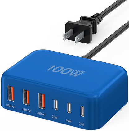 100W GaN USB-C Charging Station with 6 Ports