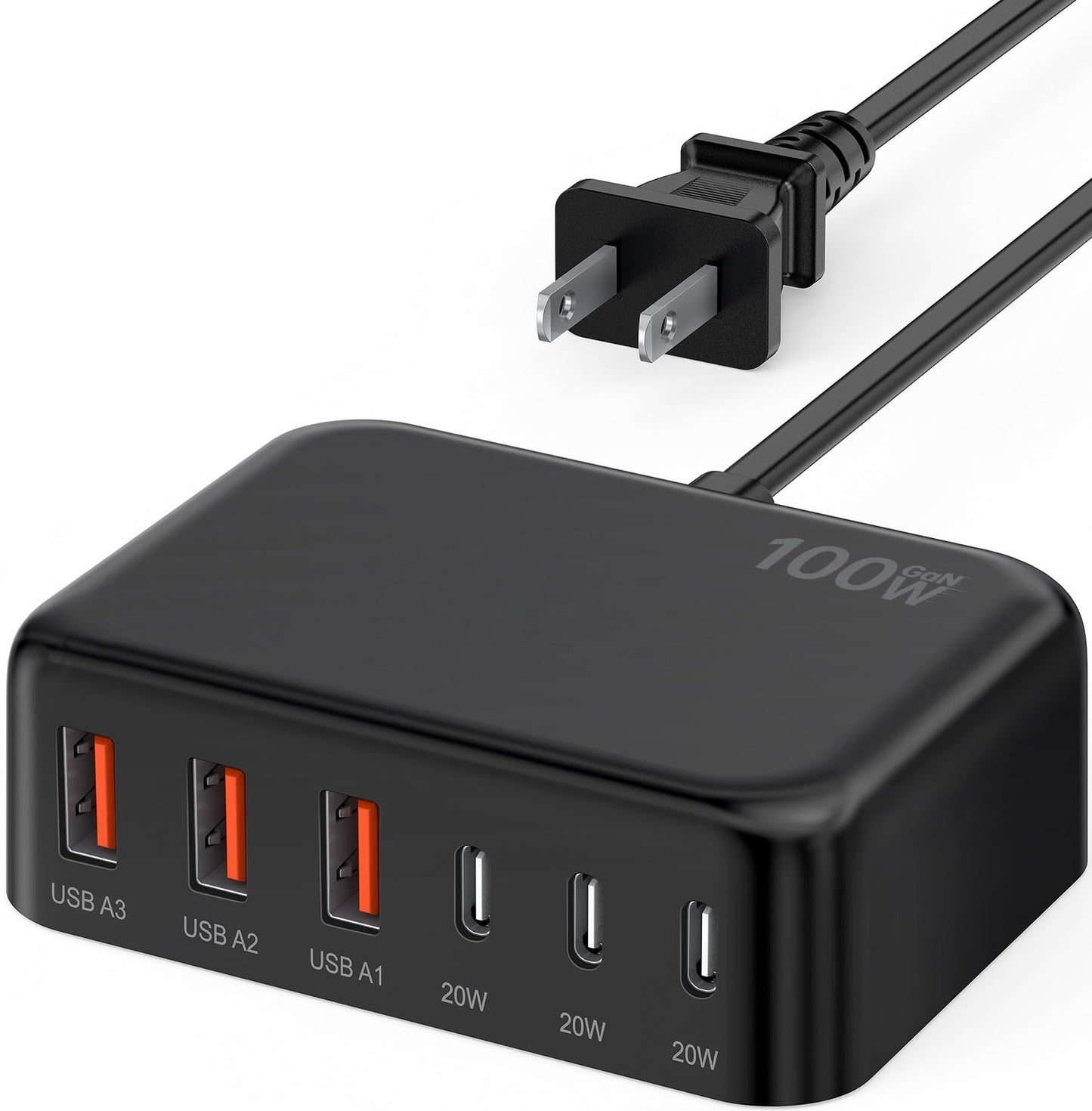 100W GaN USB-C Charging Station with 6 Ports