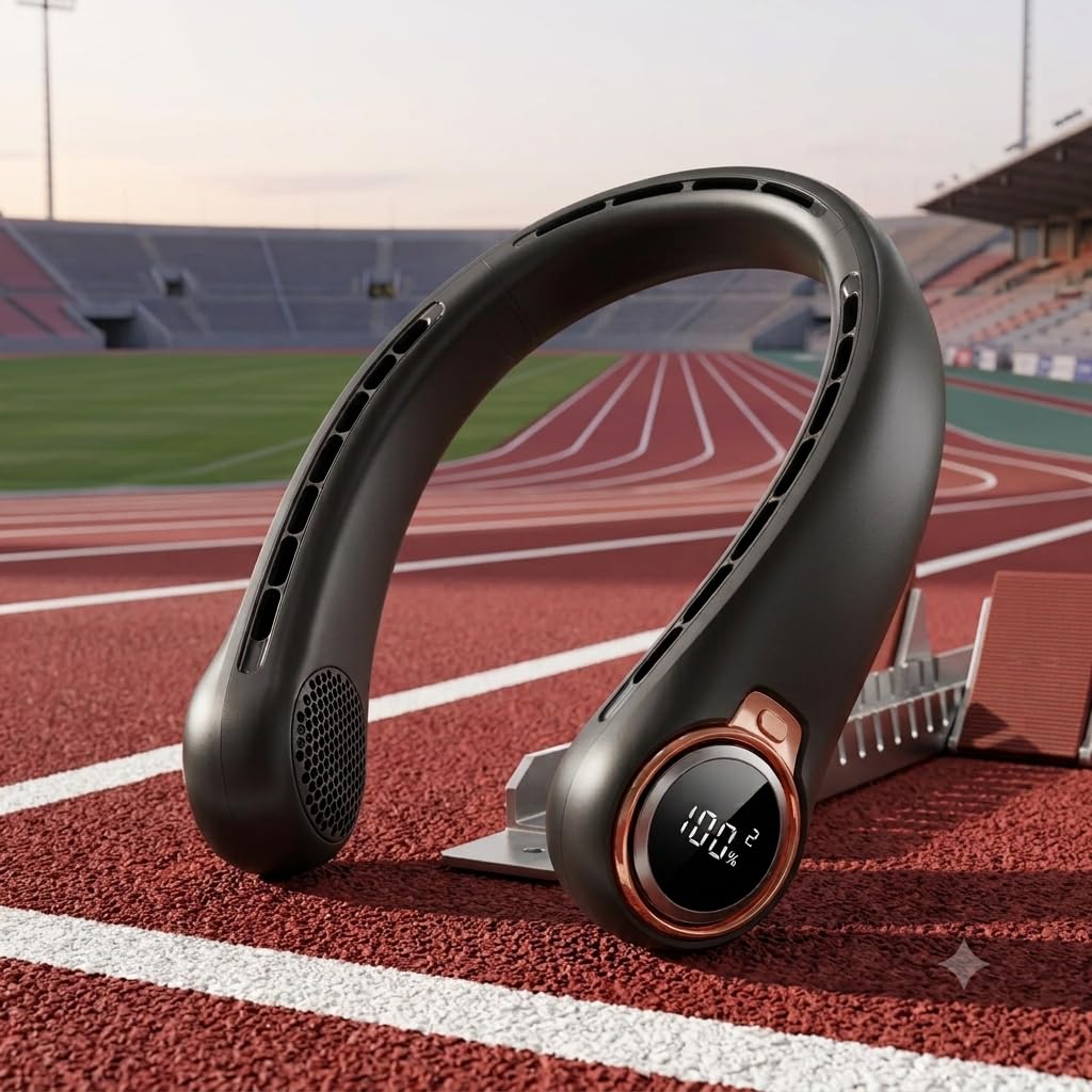 Portable Neck Fan with Rechargeable Battery & LED Display