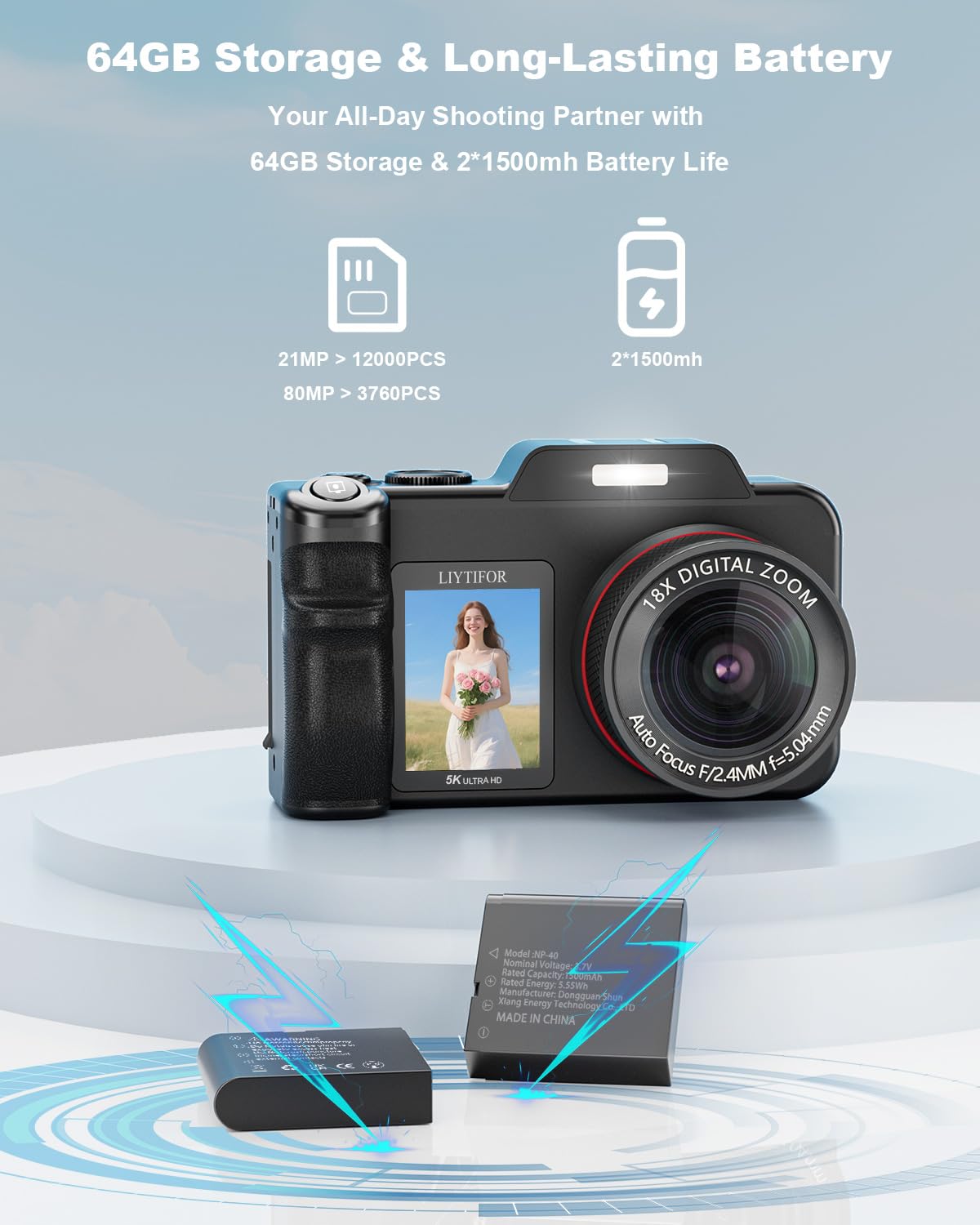 5K Digital Camera with Dual Screen & Autofocus
