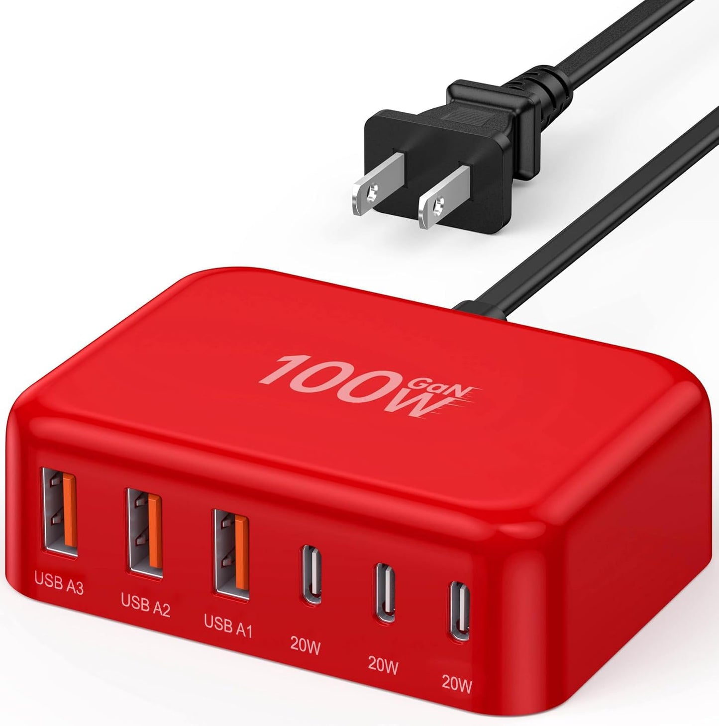 100W GaN USB-C Charging Station with 6 Ports