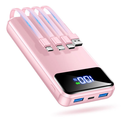 50000mAh Portable Power Bank with Built-In Cables