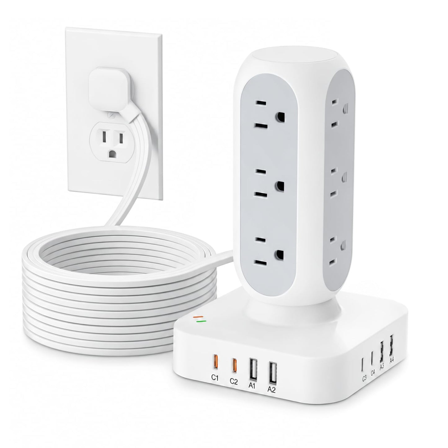 Power Strip Tower with USB-C Fast Charging Ports