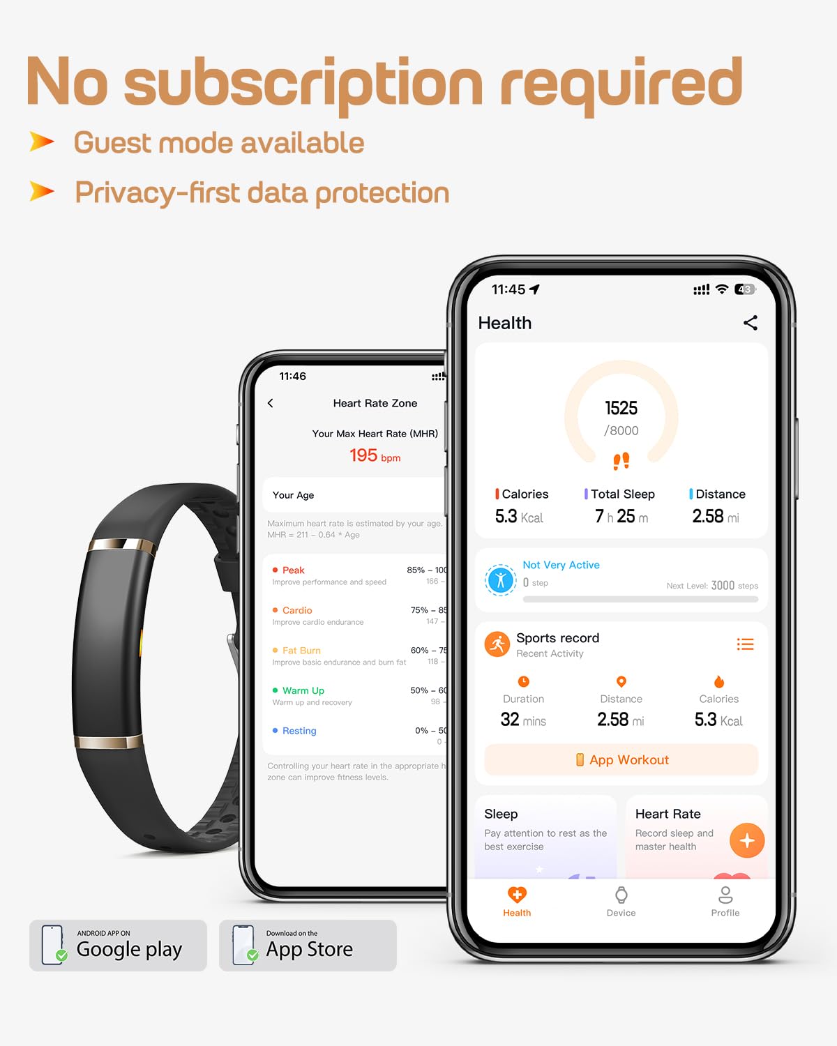 Screenless Fitness Tracker with Health Monitoring