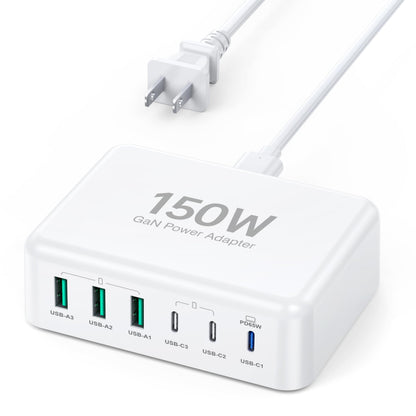 100W GaN USB-C Charging Station with 6 Ports