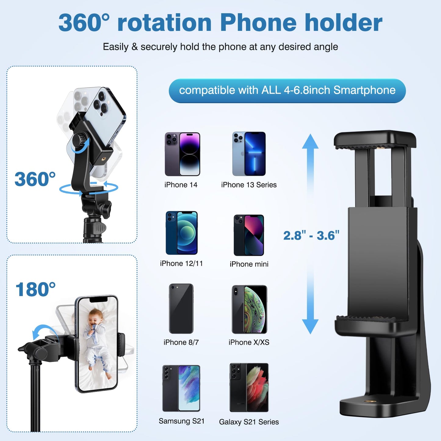 Adjustable Phone Tripod Stand with 360° Ball Head