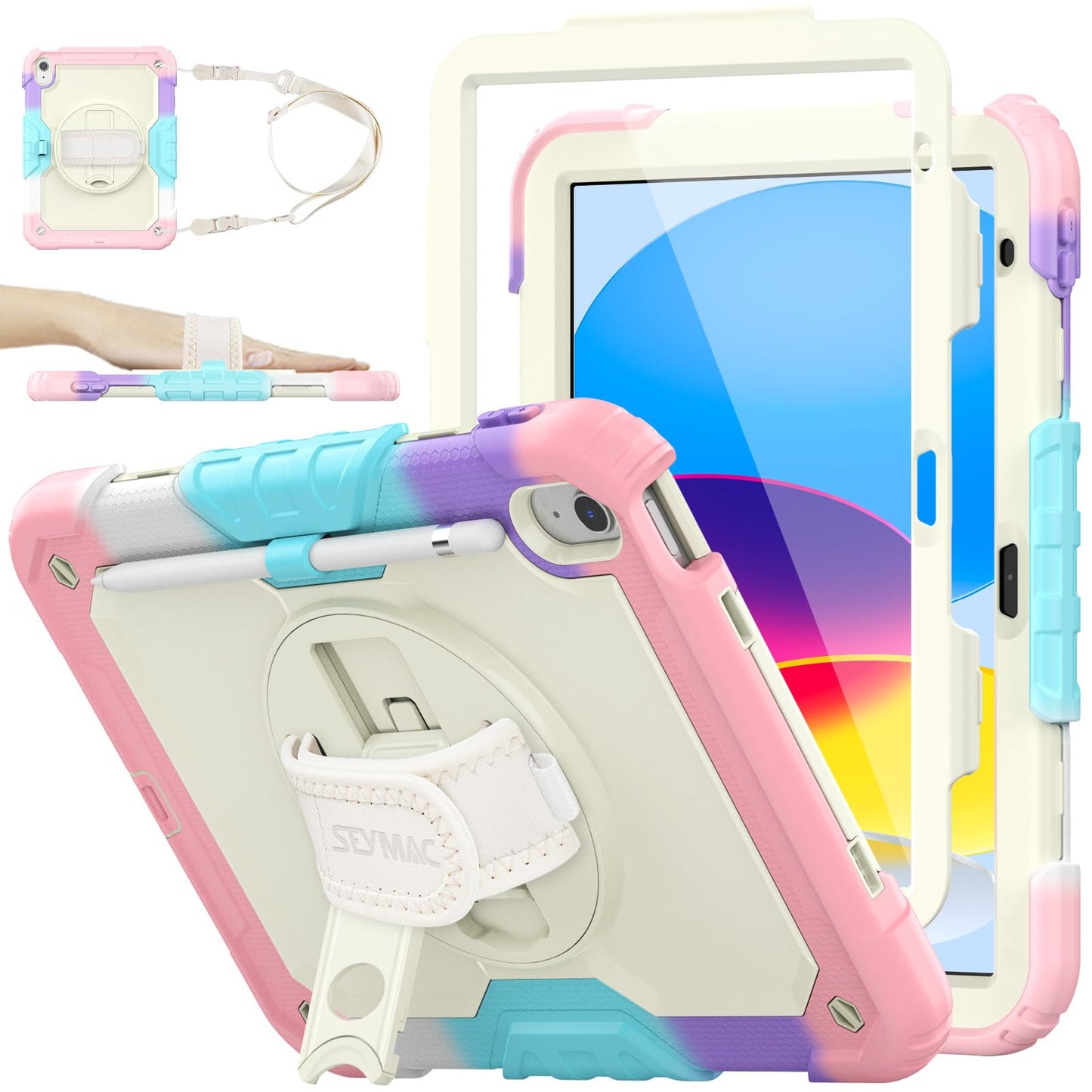 Full-Body iPad Case with Rotating Stand Protection