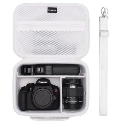 L LTGEM Camera Case Compatible with Canon EOS Rebel T7/R50/R6 Mark II/R100/R50 V/T6/R8/R10/R5 Mark II/RP/R7/5D Mark IV/SL3/R5/T100 DSLR SLR Camera, Len and Tripod with 4 Dividers and Shoulder Strap