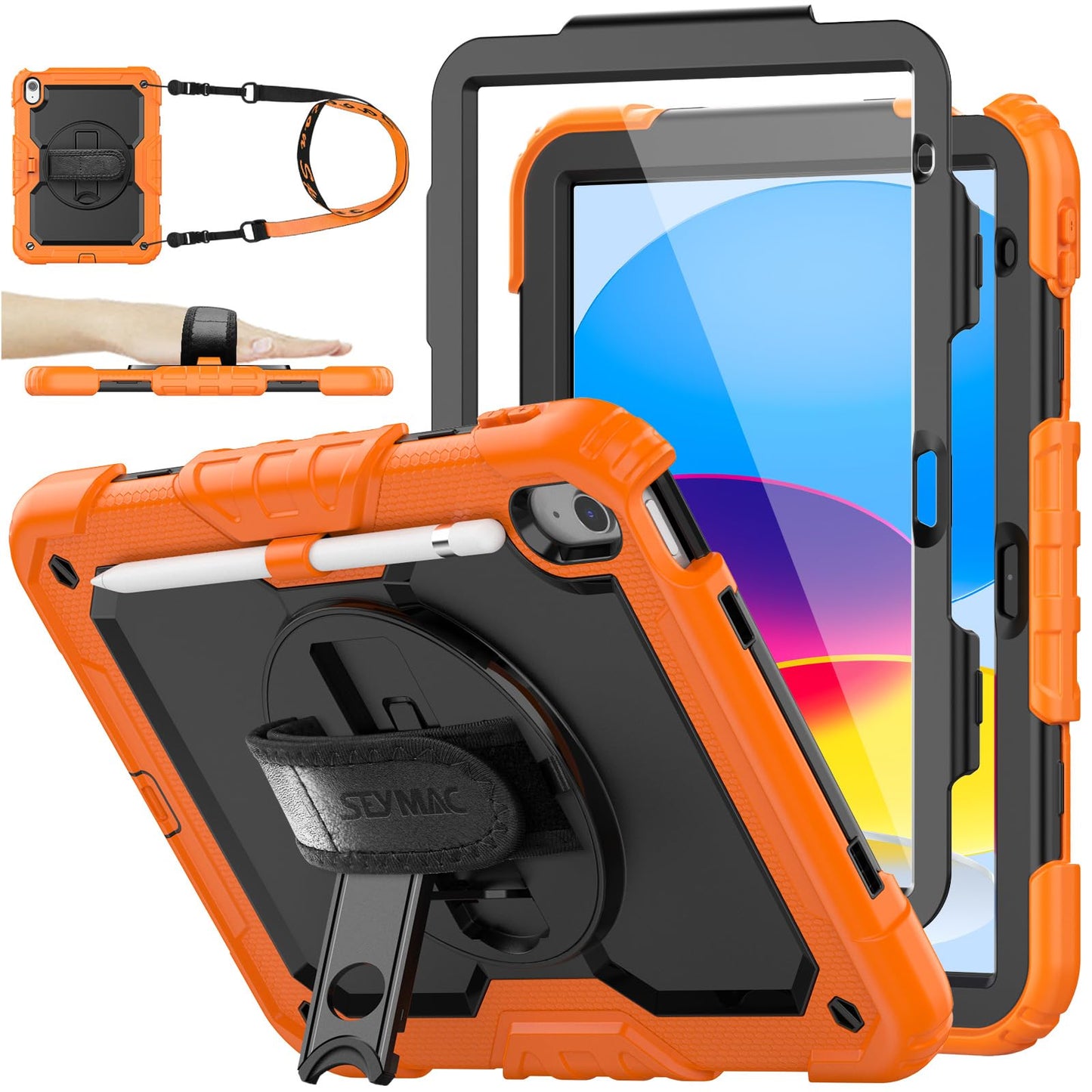 Full-Body iPad Case with Rotating Stand Protection