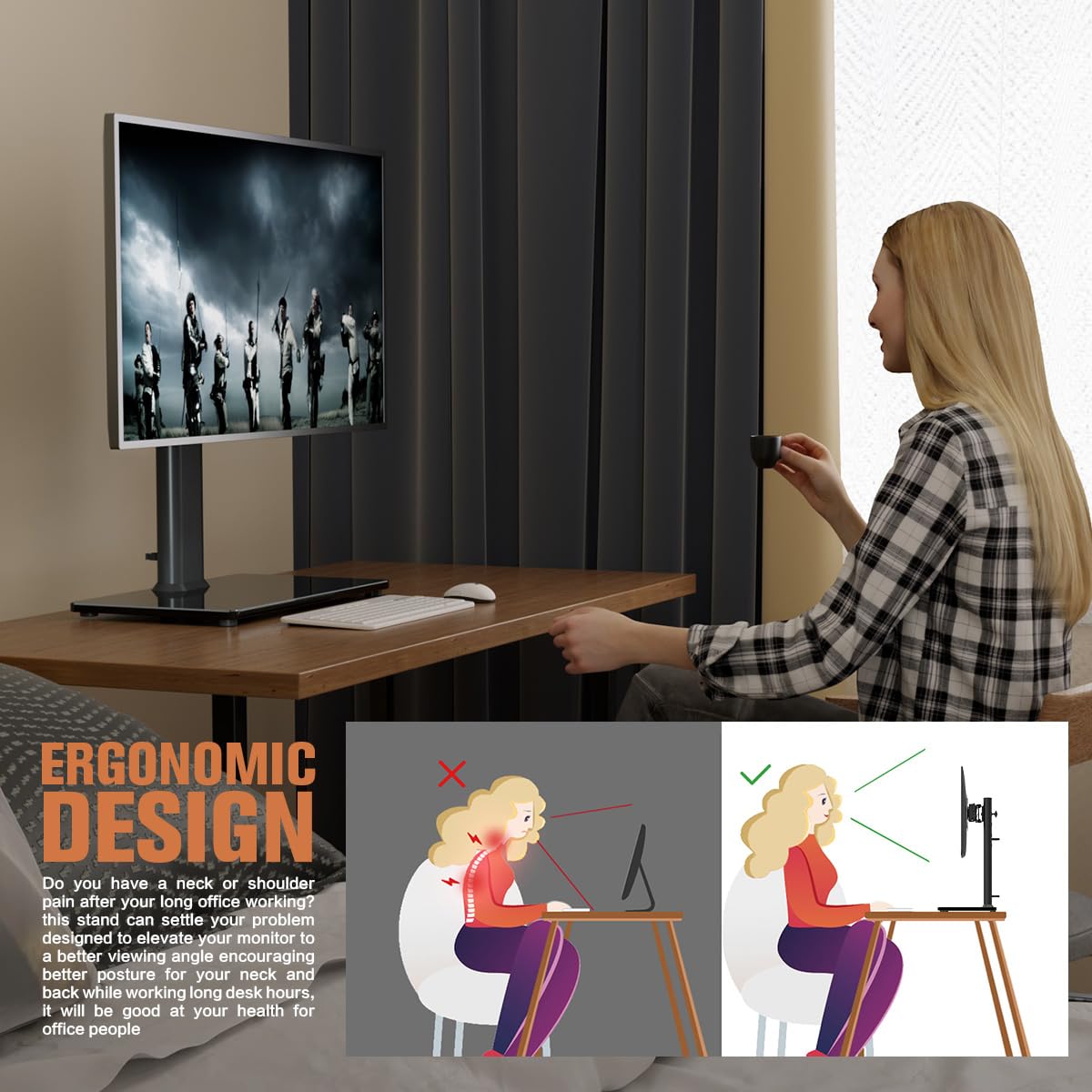 Adjustable Computer Monitor Stand for Desk Setup