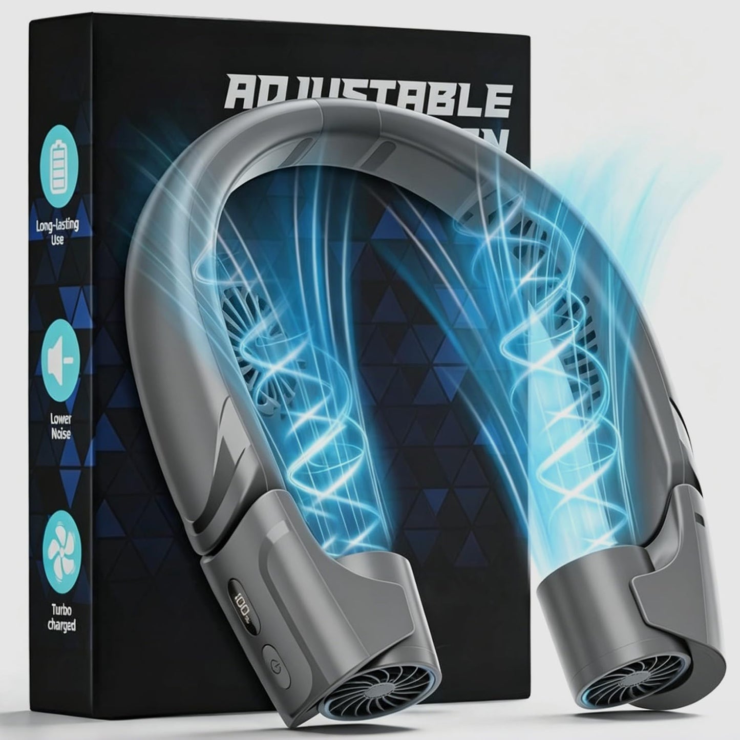 Portable Neck Fan with 360° Airflow & LED Display