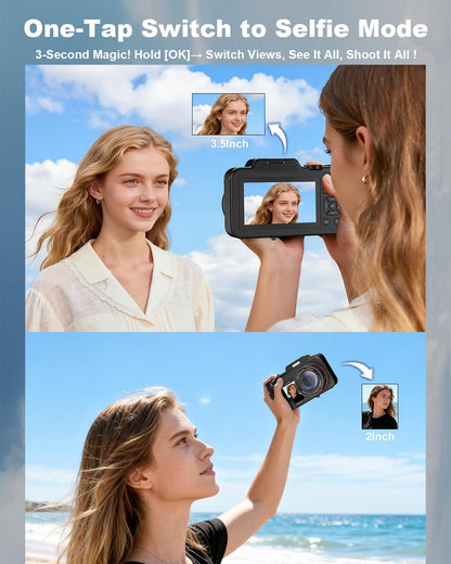 5K Digital Camera with Dual Screen & Autofocus