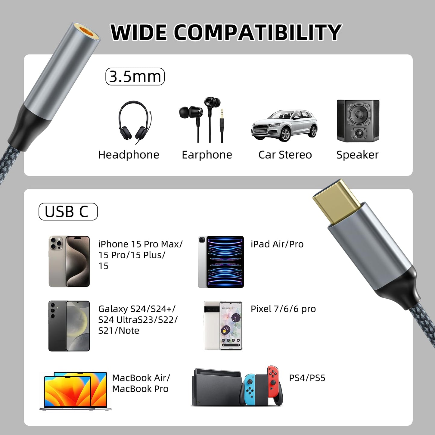 USB-C to 3.5mm Headphone Audio Adapter
