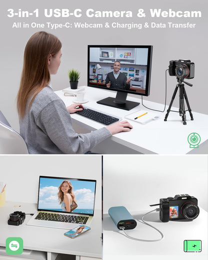 5K Digital Camera with Dual Screen & Autofocus