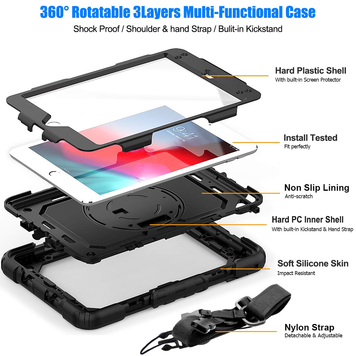 Full-Body iPad Case with Rotating Stand Protection