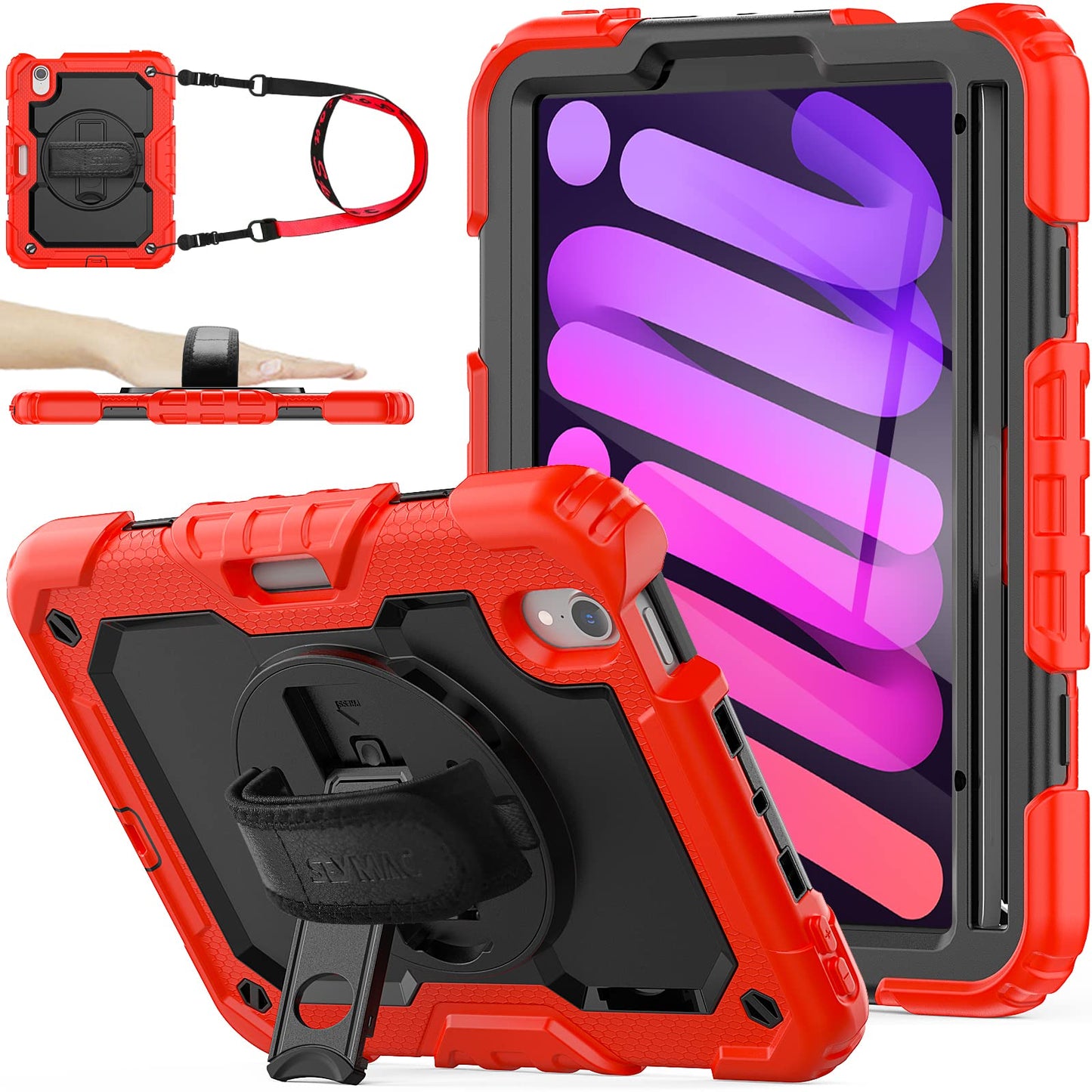 Protective iPad Mini Case with Rotating Hand Strap Stand