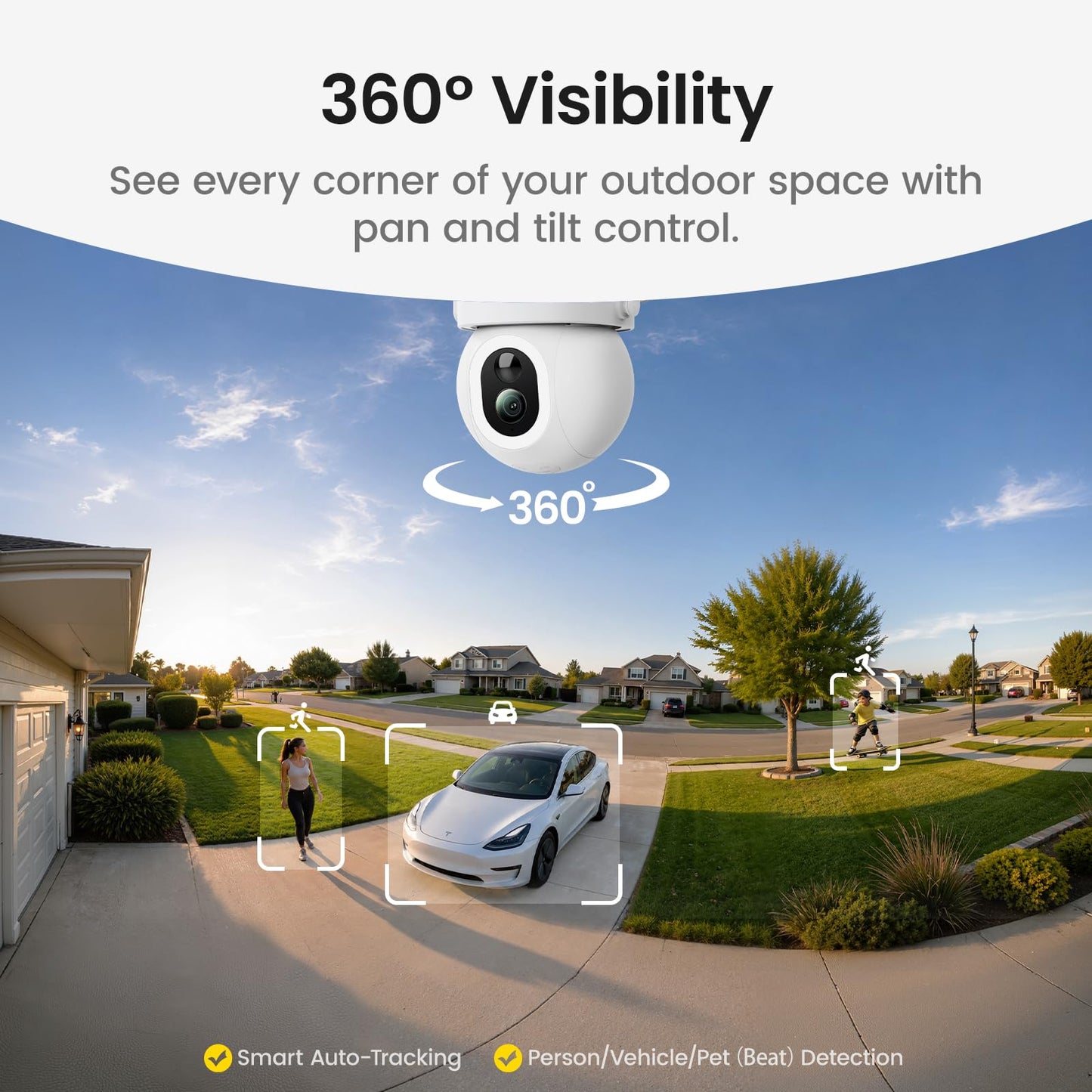 4K Solar Security Camera with 360° Tracking System