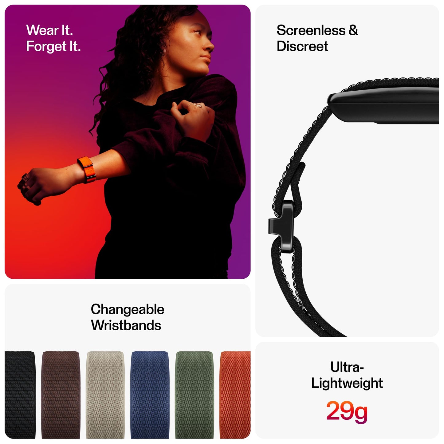 Screen-Free Fitness Band with Health Tracking Features