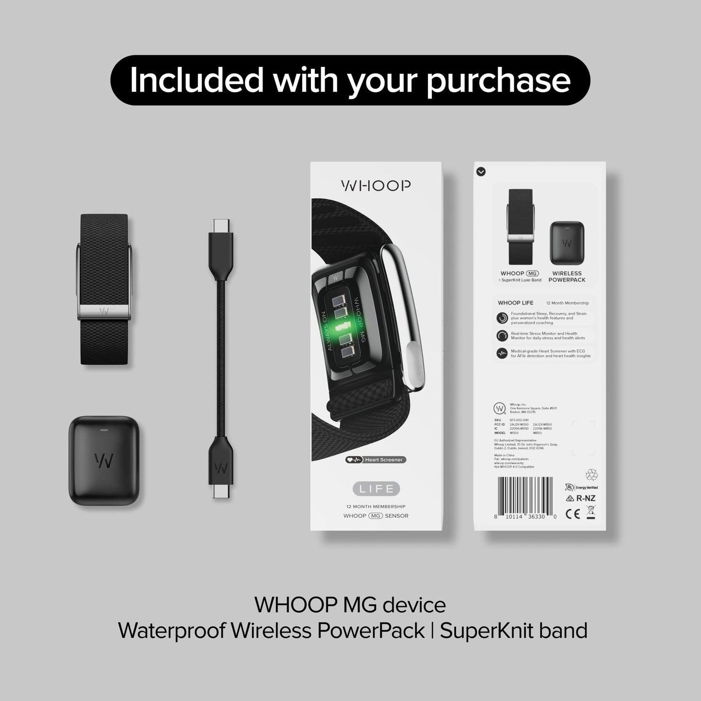 WHOOP 5.0/MG Activity Tracker - 12 Month Membership - Health and Fitness Wearable – 24/7 Activity and Sleep Tracker, Personalized Coaching, Menstrual Cycle Insights – 14+ Days Battery Life