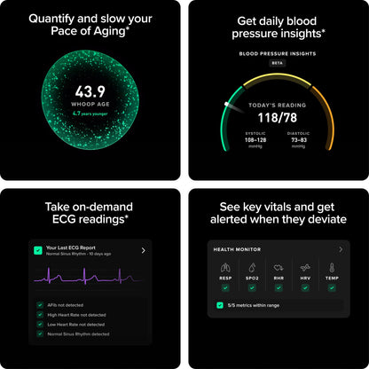WHOOP 5.0/MG Activity Tracker - 12 Month Membership - Health and Fitness Wearable – 24/7 Activity and Sleep Tracker, Personalized Coaching, Menstrual Cycle Insights – 14+ Days Battery Life