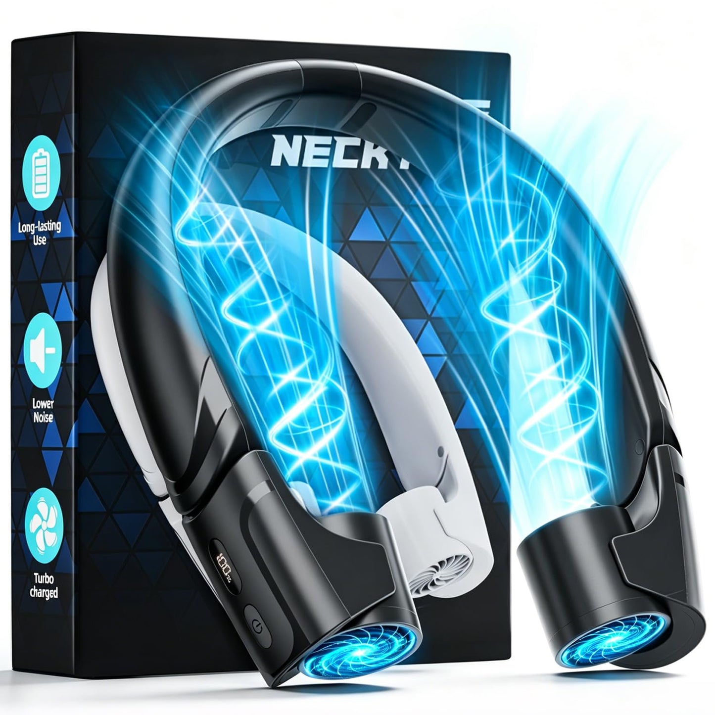 Portable Neck Fan with 360° Airflow & LED Display