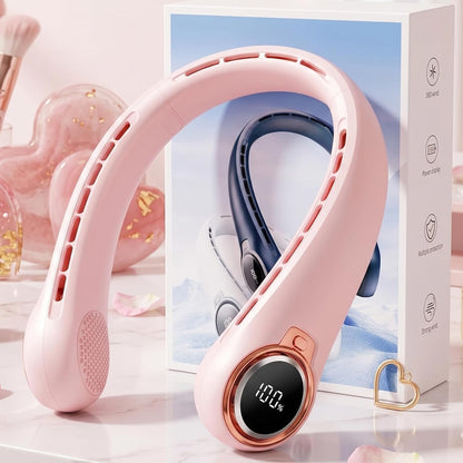 Portable Neck Fan with Rechargeable Battery & LED Display