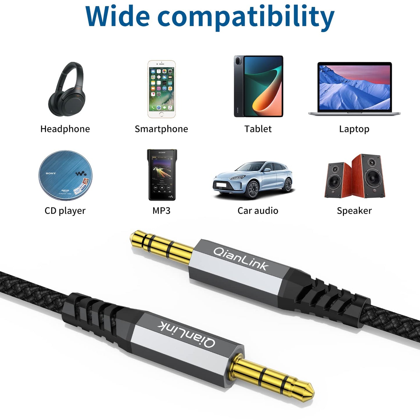 Premium 3.5mm AUX Audio Cable with Braided Design