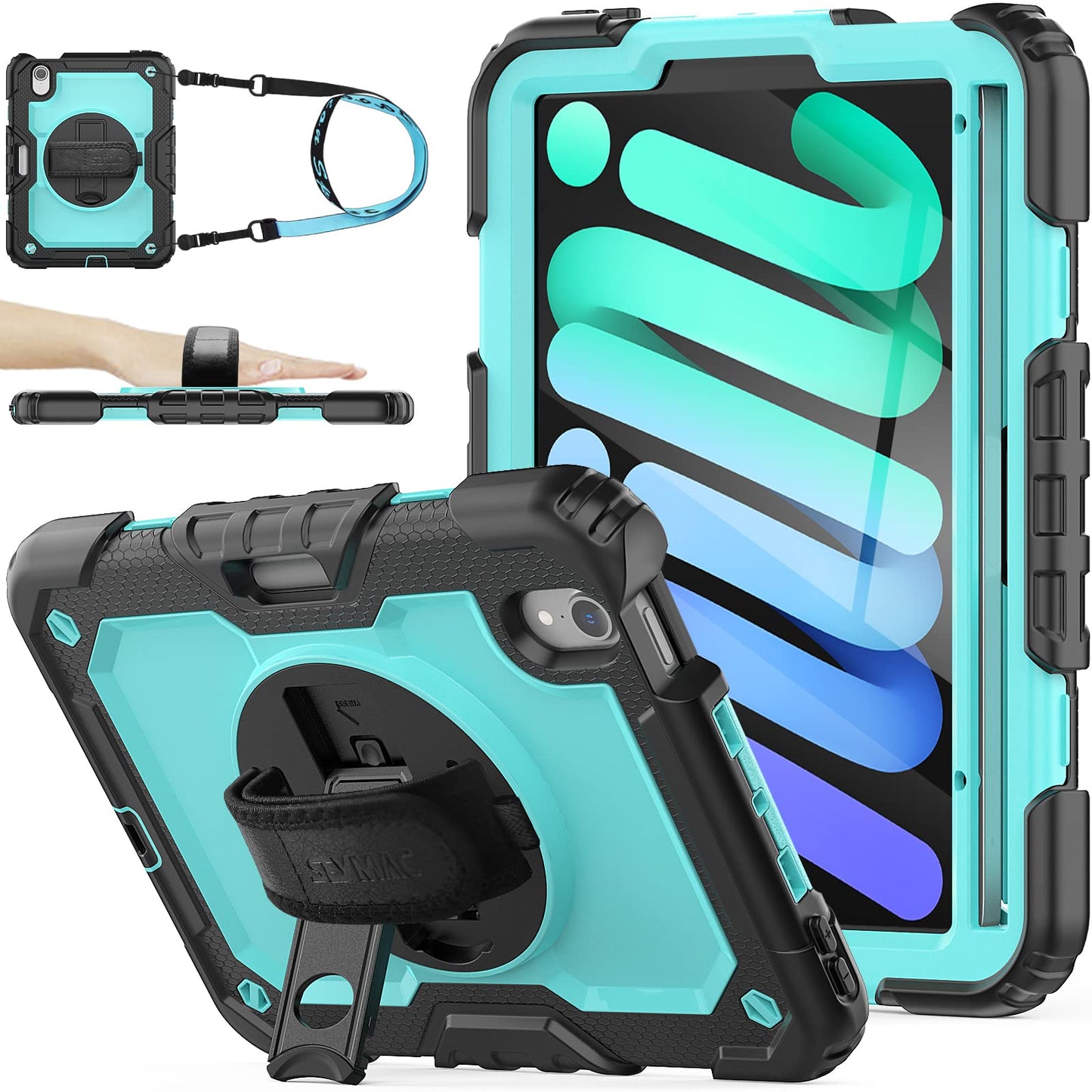 Protective iPad Mini Case with Rotating Hand Strap Stand