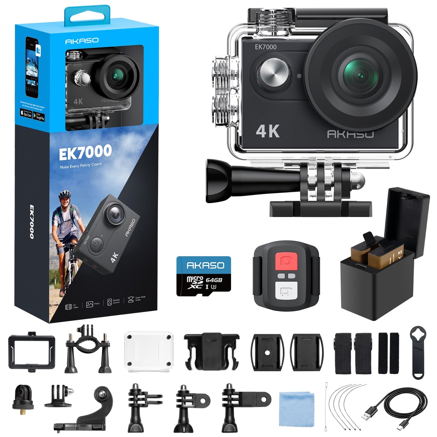 4K Action Camera with Waterproof Design & EIS