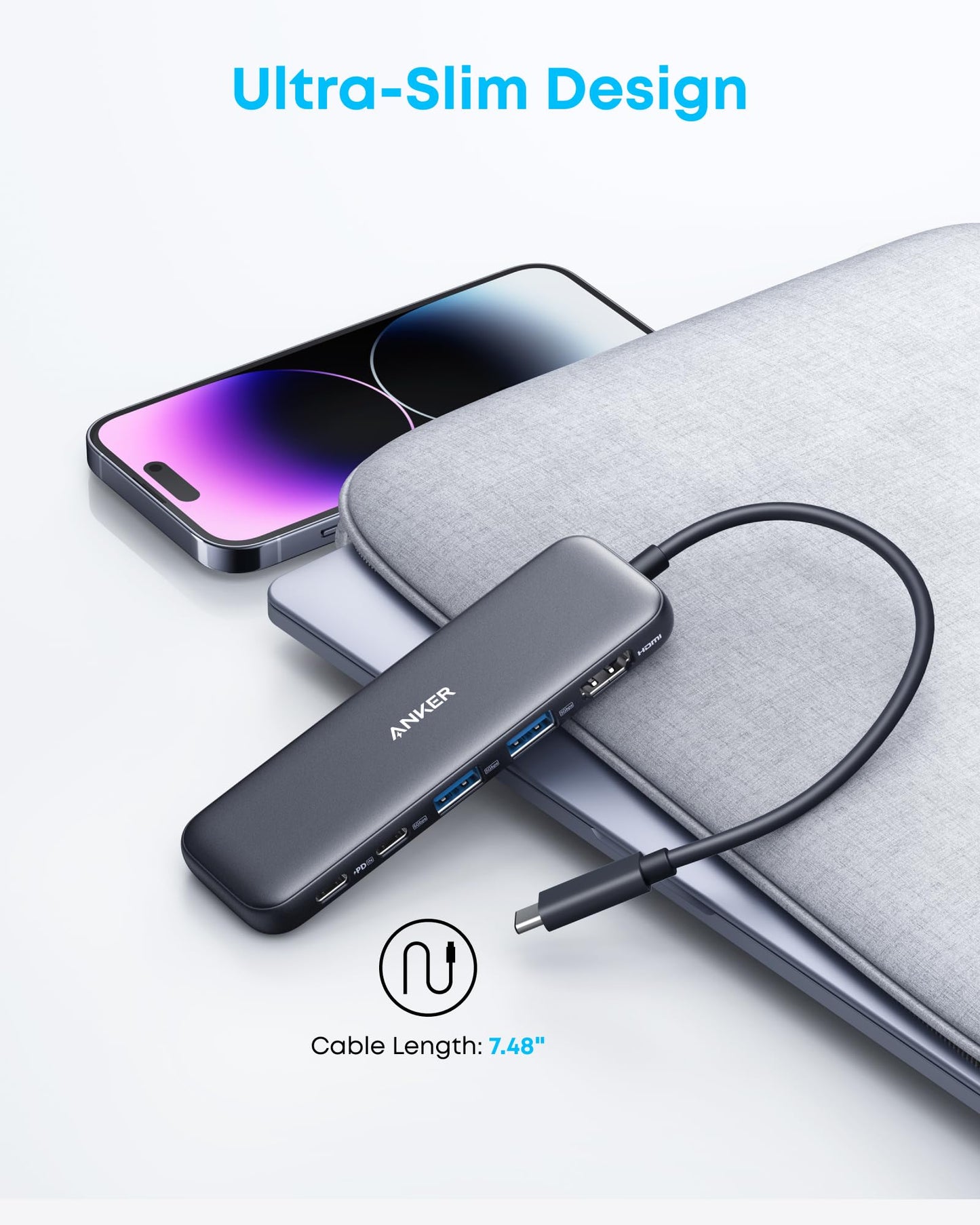 5-in-1 USB-C Hub with Multi-Port Connectivity