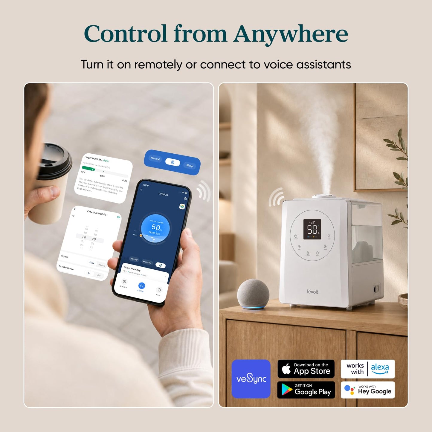 Smart Humidifier with 100-Hour Runtime & App Control