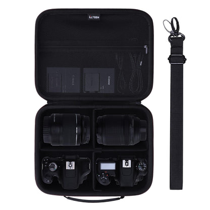 L LTGEM Camera Case Compatible with Canon EOS Rebel T7/R50/R6 Mark II/R100/R50 V/T6/R8/R10/R5 Mark II/RP/R7/5D Mark IV/SL3/R5/T100 DSLR SLR Camera, Len and Tripod with 4 Dividers and Shoulder Strap
