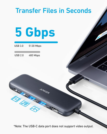 5-in-1 USB-C Hub with Multi-Port Connectivity