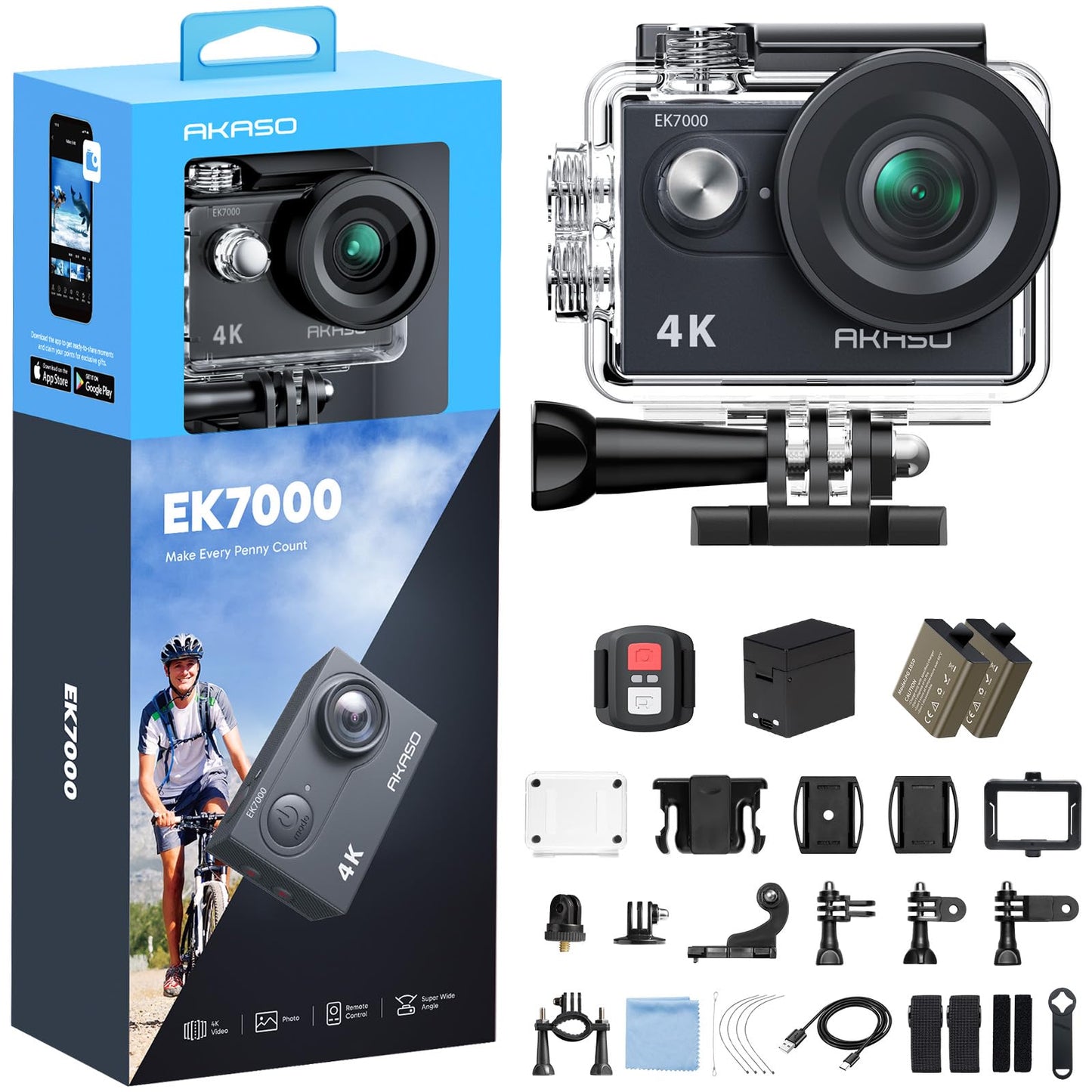 4K Action Camera with Waterproof Design & EIS