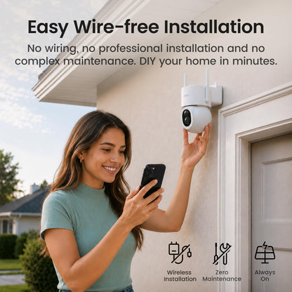 4K Solar Security Camera with 360° Tracking System