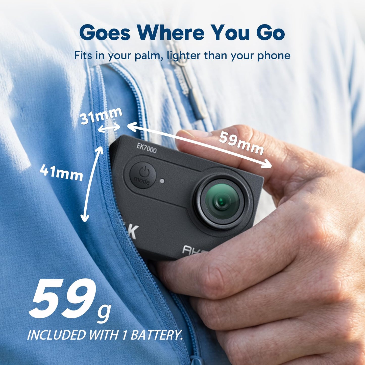 4K Action Camera with Waterproof Design & EIS