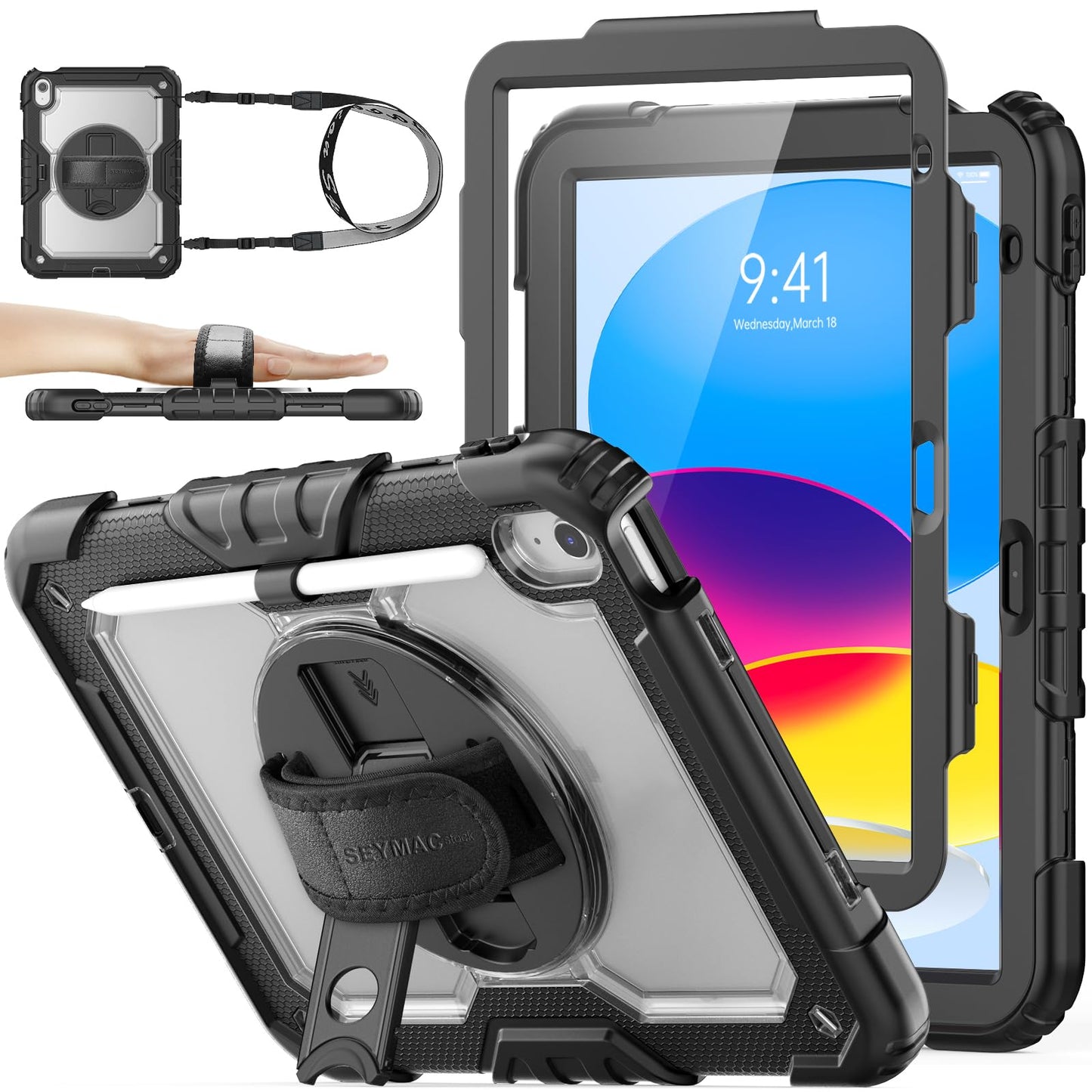 Full-Body iPad Case with Rotating Stand Protection