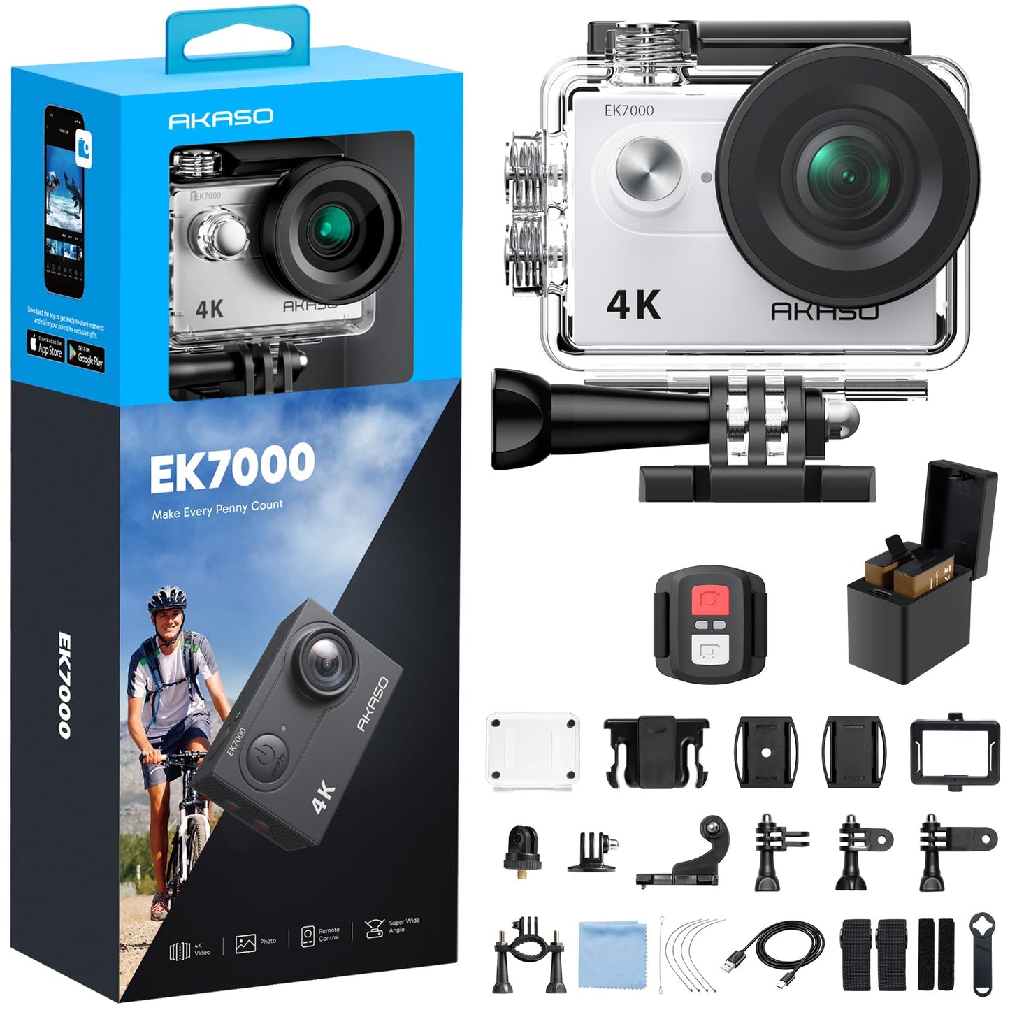 4K Action Camera with Waterproof Design & EIS