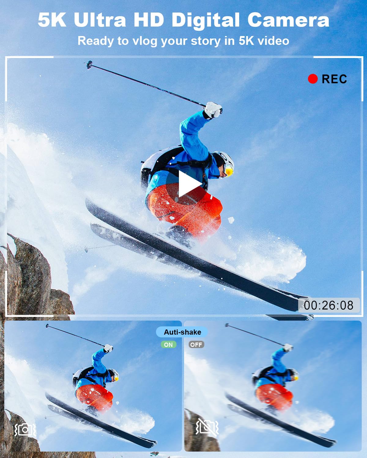 5K Digital Camera with Dual Screen & Autofocus