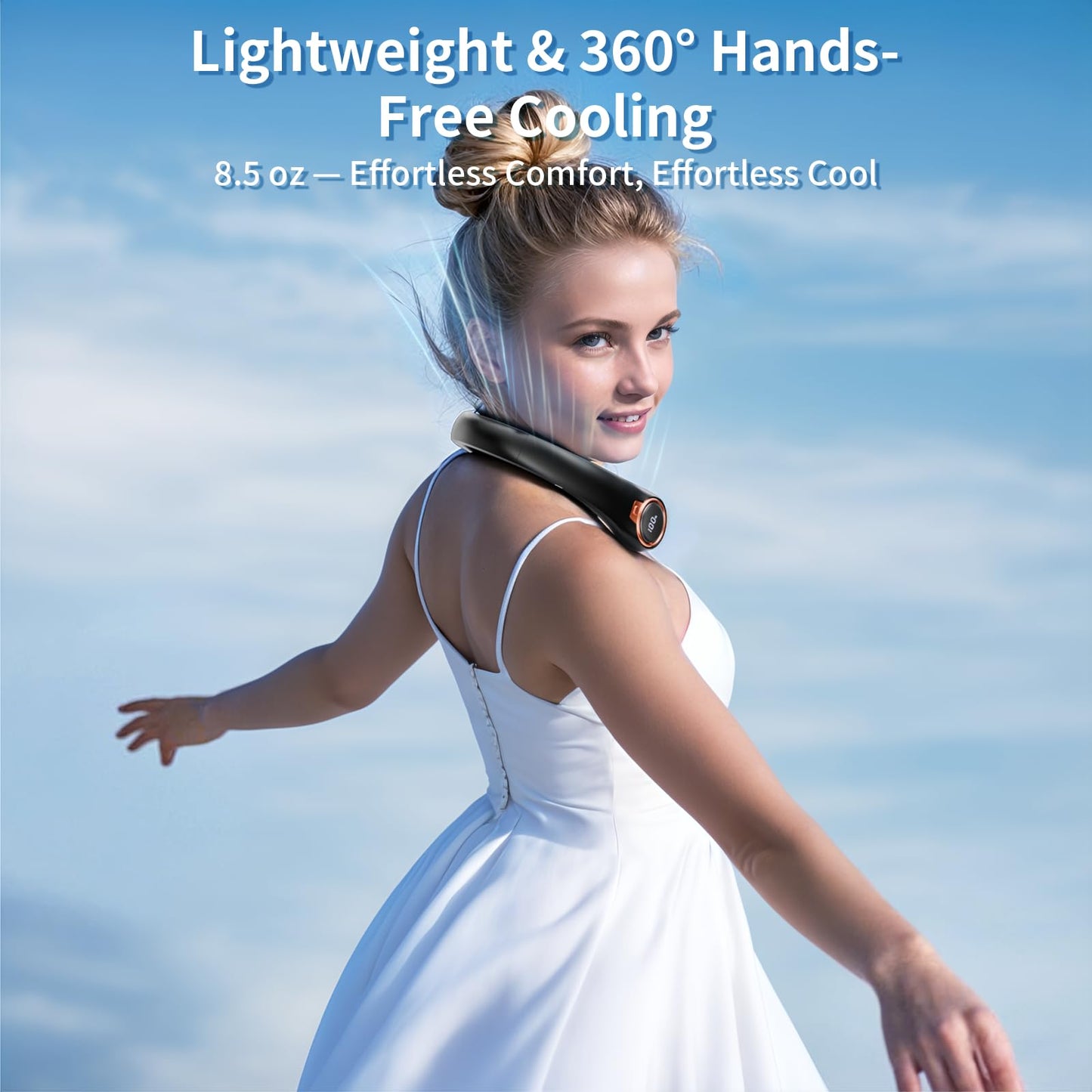 Portable Neck Fan with Rechargeable Battery & LED Display
