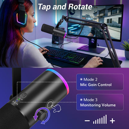 USB/XLR Gaming Microphone with Noise Cancellation