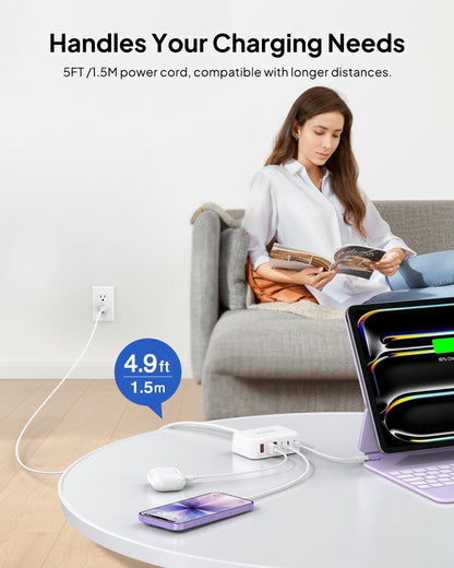 100W GaN USB-C Charging Station with 6 Ports